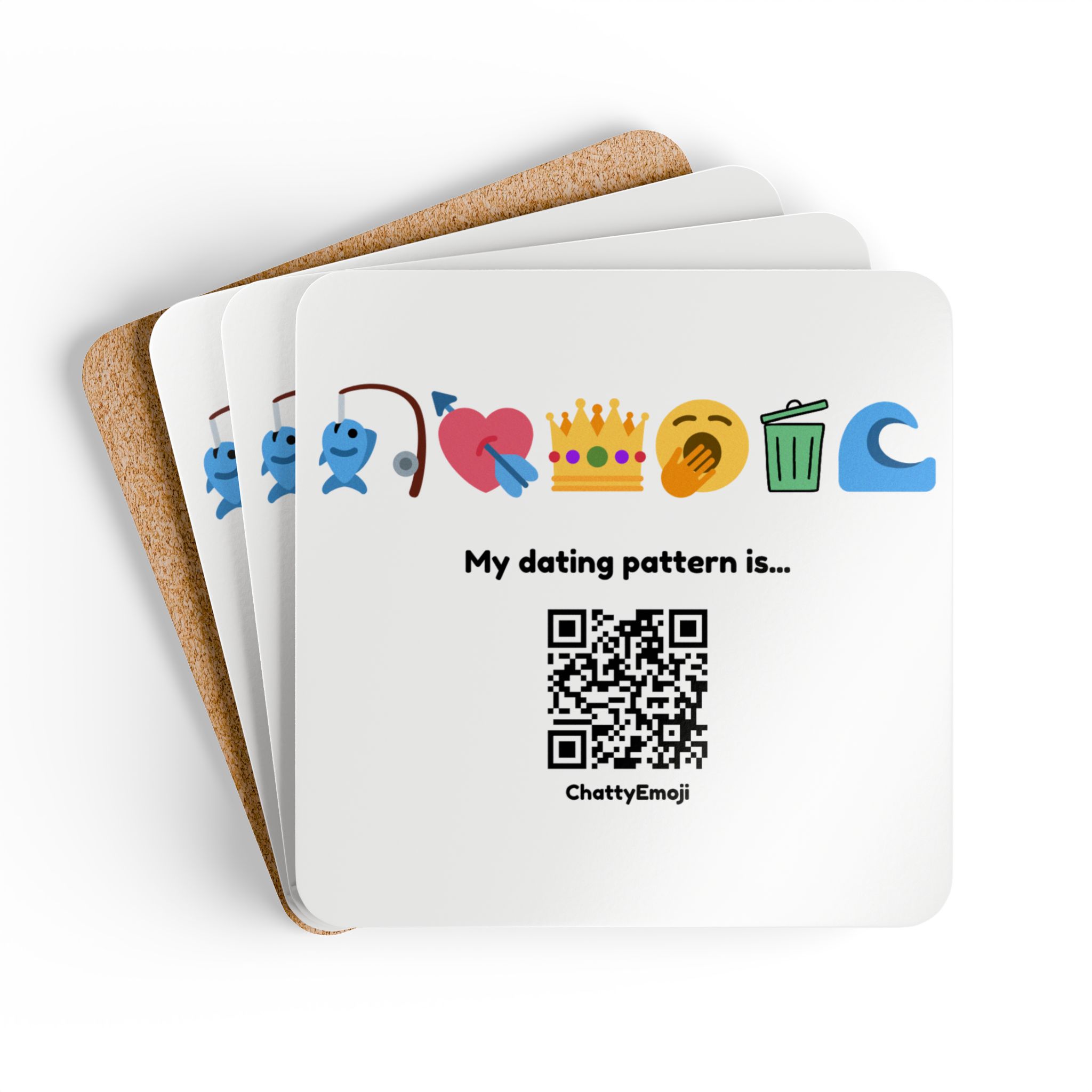 Chatty Emoji dating pattern coasters - set of 4