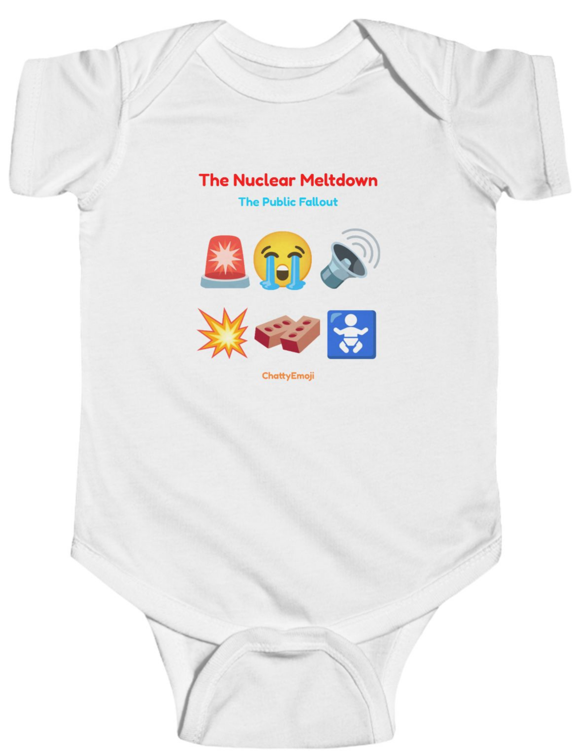 The Bottle Popper onesie with emoji sequence 🍼🧸👑👶💬💖